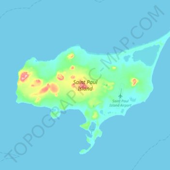 Mapa topográfico Saint Paul Island, altitud, relieve