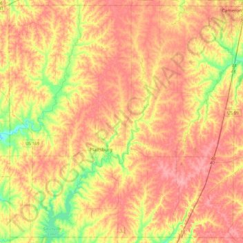 Mapa topográfico Clinton County, altitud, relieve