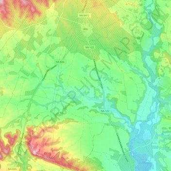 Mapa topográfico Allo, altitud, relieve
