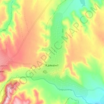 Mapa topográfico Каякент, altitud, relieve
