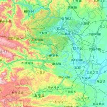 Mapa topográfico 长阳土家族自治县, altitud, relieve