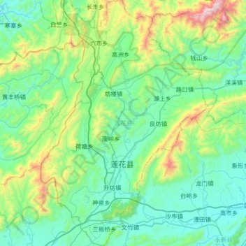 Mapa topográfico 莲花县, altitud, relieve