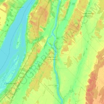 Mapa topográfico Saint-Roch-de-Richelieu, altitud, relieve