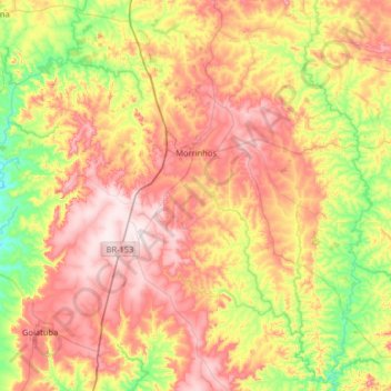 Mapa topográfico Morrinhos, altitud, relieve