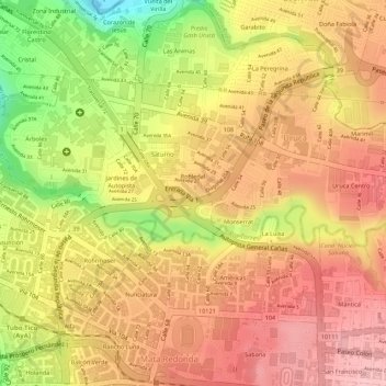 Mapa topográfico Robledal, altitud, relieve