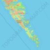Mapa topográfico Area E (Moresby Island), altitud, relieve