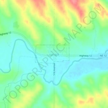 Mapa topográfico Verdel, altitud, relieve