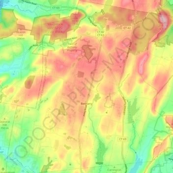 Mapa topográfico Bethany, altitud, relieve