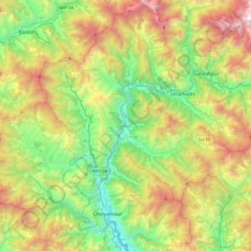 Mapa topográfico Dunda, altitud, relieve