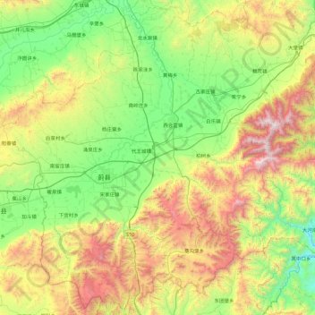 Mapa topográfico 蔚县, altitud, relieve