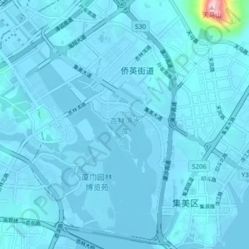 Mapa topográfico 杏林湾水库, altitud, relieve