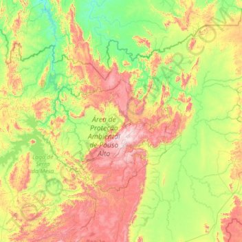 Mapa topográfico Microrregião da Chapada dos Veadeiros, altitud, relieve