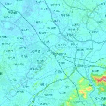 Mapa topográfico 常平镇, altitud, relieve