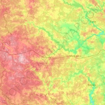 Mapa topográfico Можайский городской округ, altitud, relieve