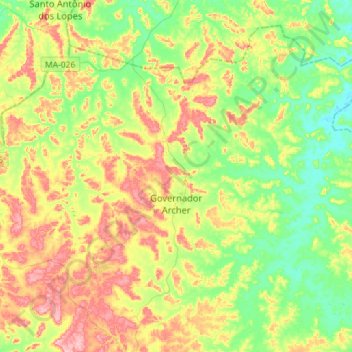 Mapa topográfico Governador Archer, altitud, relieve