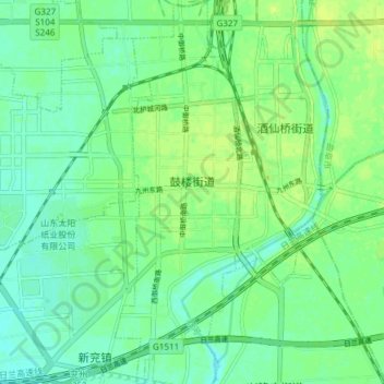 Mapa topográfico 鼓楼街道, altitud, relieve
