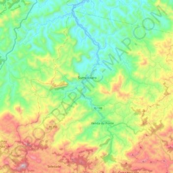 Mapa topográfico Sumidouro, altitud, relieve