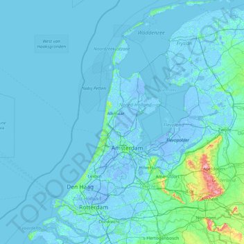 Mapa topográfico Holland, altitud, relieve