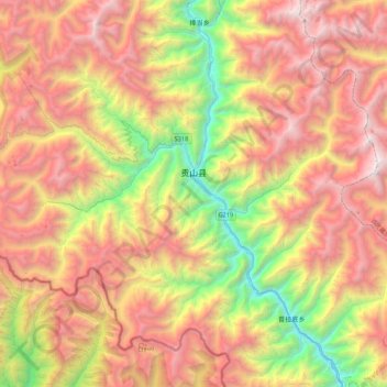 Mapa topográfico 茨开镇, altitud, relieve