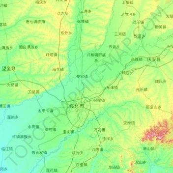 Mapa topográfico 北林区, altitud, relieve