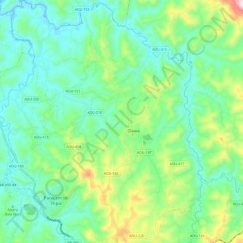 Mapa topográfico Glaura, altitud, relieve