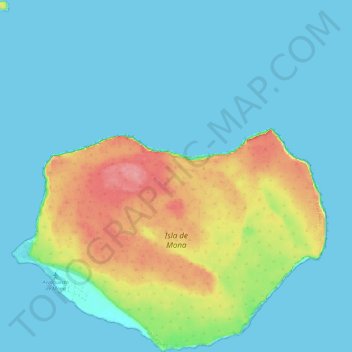 Mapa topográfico Isla de Mona e Islote Monito, altitud, relieve