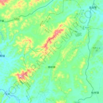 Mapa topográfico 樟树镇, altitud, relieve