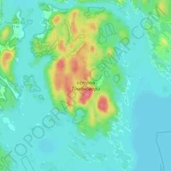 Mapa topográfico остров Тимонсаари, altitud, relieve