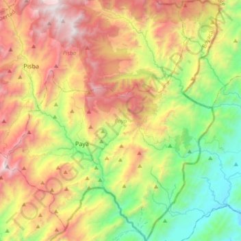 Mapa topográfico Paya, altitud, relieve