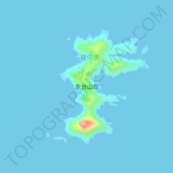 Mapa topográfico 东台山岛, altitud, relieve