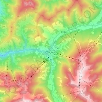 Mapa topográfico Wagrain, altitud, relieve