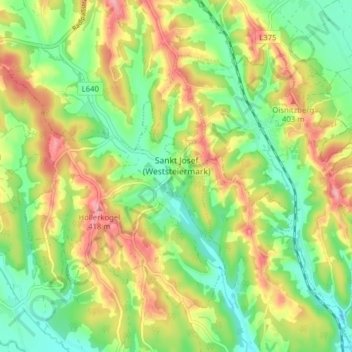Mapa topográfico Sankt Josef, altitud, relieve