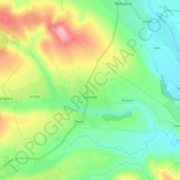 Mapa topográfico Iaslovăț, altitud, relieve
