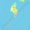 Mapa topográfico Tinian Municipality, altitud, relieve