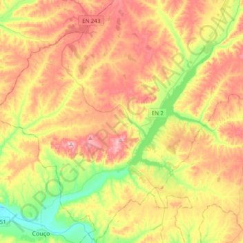 Mapa topográfico Montargil, altitud, relieve