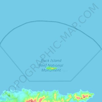 Mapa topográfico Buck Island Reef National Monument, altitud, relieve