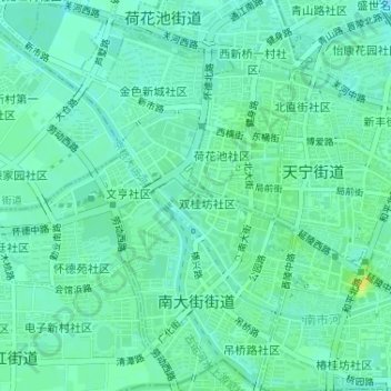 Mapa topográfico 南大街街道, altitud, relieve