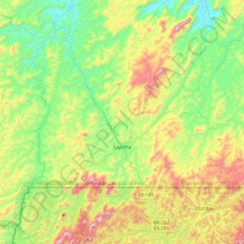 Mapa topográfico Lajinha, altitud, relieve
