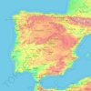 Mapa topográfico Iberian Peninsula, altitud, relieve