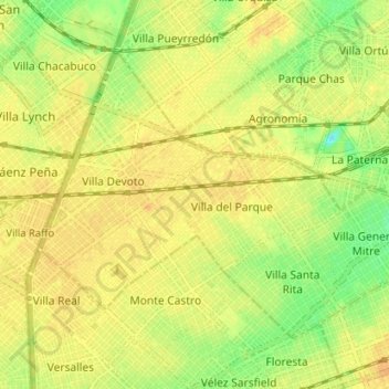 Mapa topográfico Comuna 11, altitud, relieve