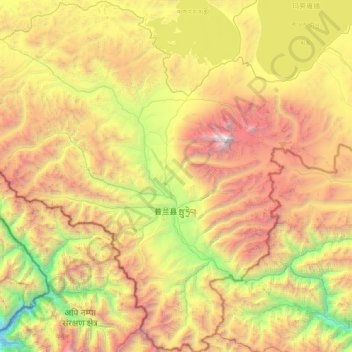 Mapa topográfico 普兰镇, altitud, relieve