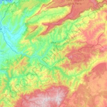Mapa topográfico Ulus, altitud, relieve