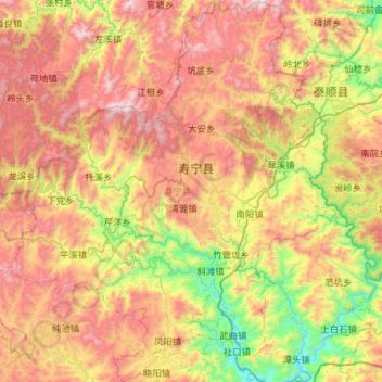 Mapa topográfico 寿宁县, altitud, relieve
