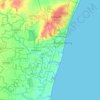 Mapa topográfico Puducherry District, altitud, relieve