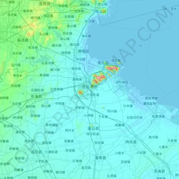 Mapa topográfico 连云港市, altitud, relieve