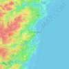 Mapa topográfico Municipalité régionale de Tracadie, altitud, relieve