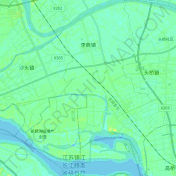 Mapa topográfico 李典镇, altitud, relieve