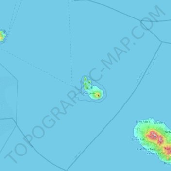 Mapa topográfico Sint Eustatius, altitud, relieve