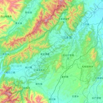 Mapa topográfico 江永县, altitud, relieve
