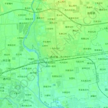 Mapa topográfico 燕郊镇, altitud, relieve